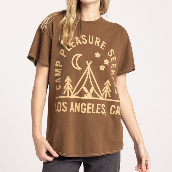 Playboy Camp Pleasure Seekers Tee Brown Size S - Picture 1 of 7